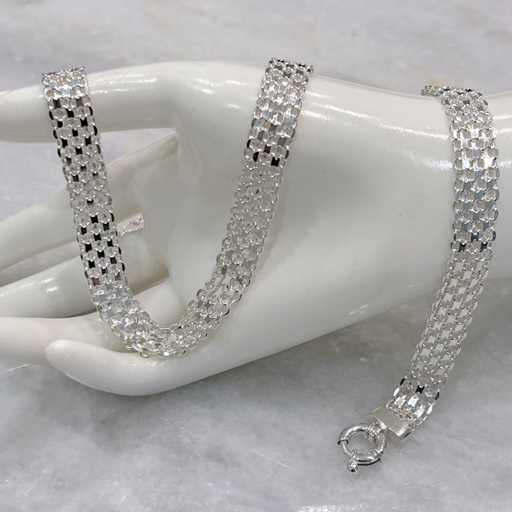 Wide Bismarck Sterling Silver Chain Necklace - Picture 1 of 8